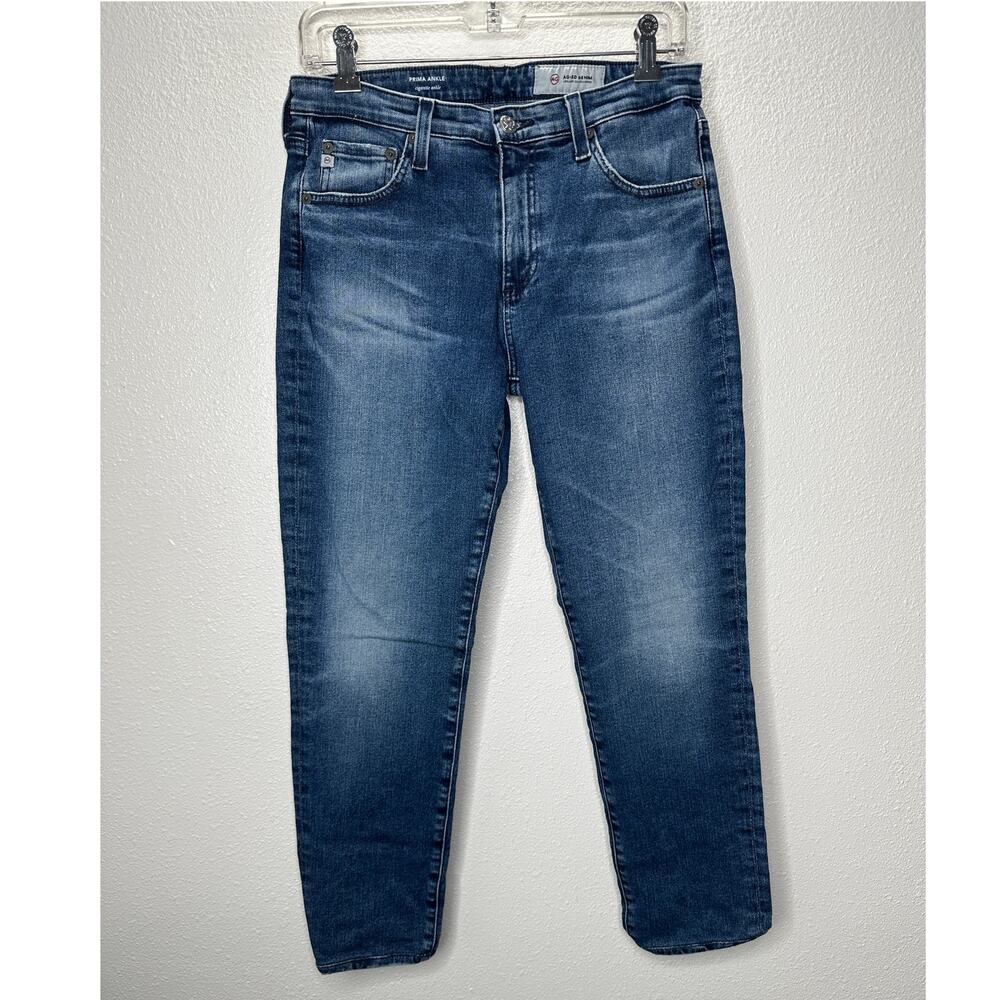 AG Medium Wash Whiskered Raw Hem Harper Essential Straight Leg Jeans 29R - Picture 2 of 13